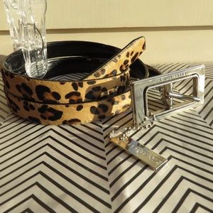 Ellen Tracy reversible leopard belt fur patent L